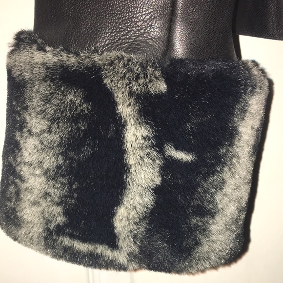 A Daniel Black leather crop jacket with faux fur - Picture 2 of 6